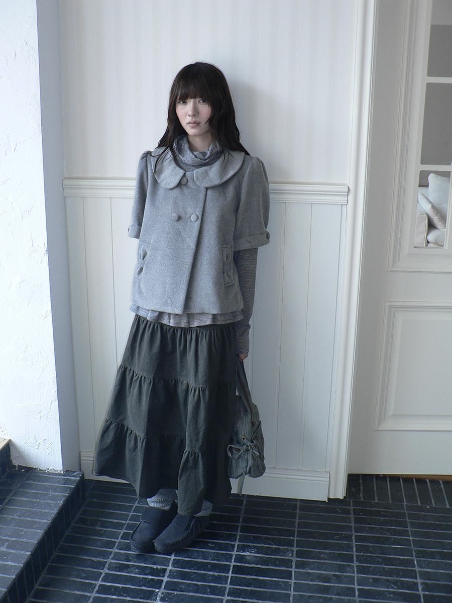 ang project Vintage Washed Pleated High Waist Tiered Women&