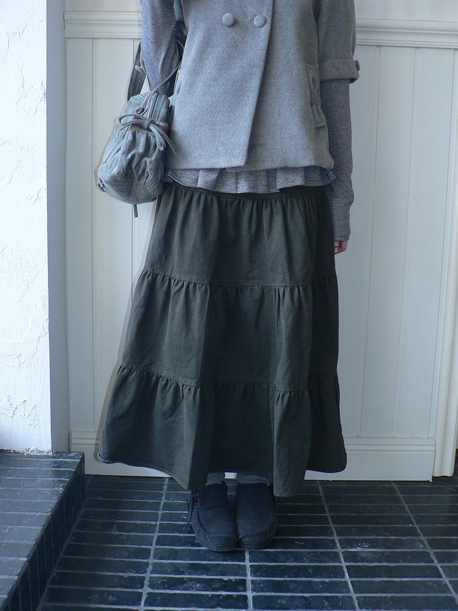ang project Vintage Washed Pleated High Waist Tiered Women&