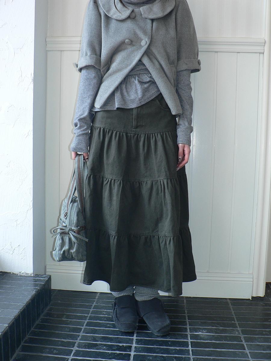 ang project Vintage Washed Pleated High Waist Tiered Women&