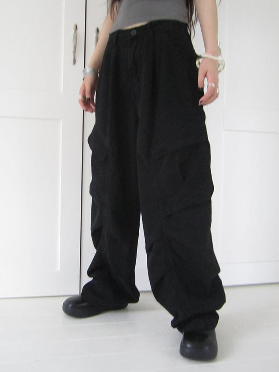 ang project Vintage Washed Pleated Pocket Cargo Pants