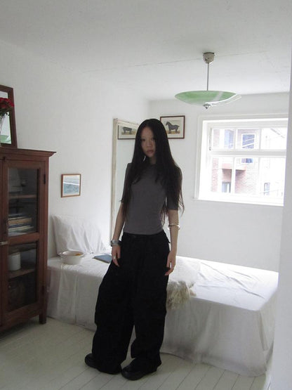 ang project Vintage Washed Pleated Pocket Cargo Pants
