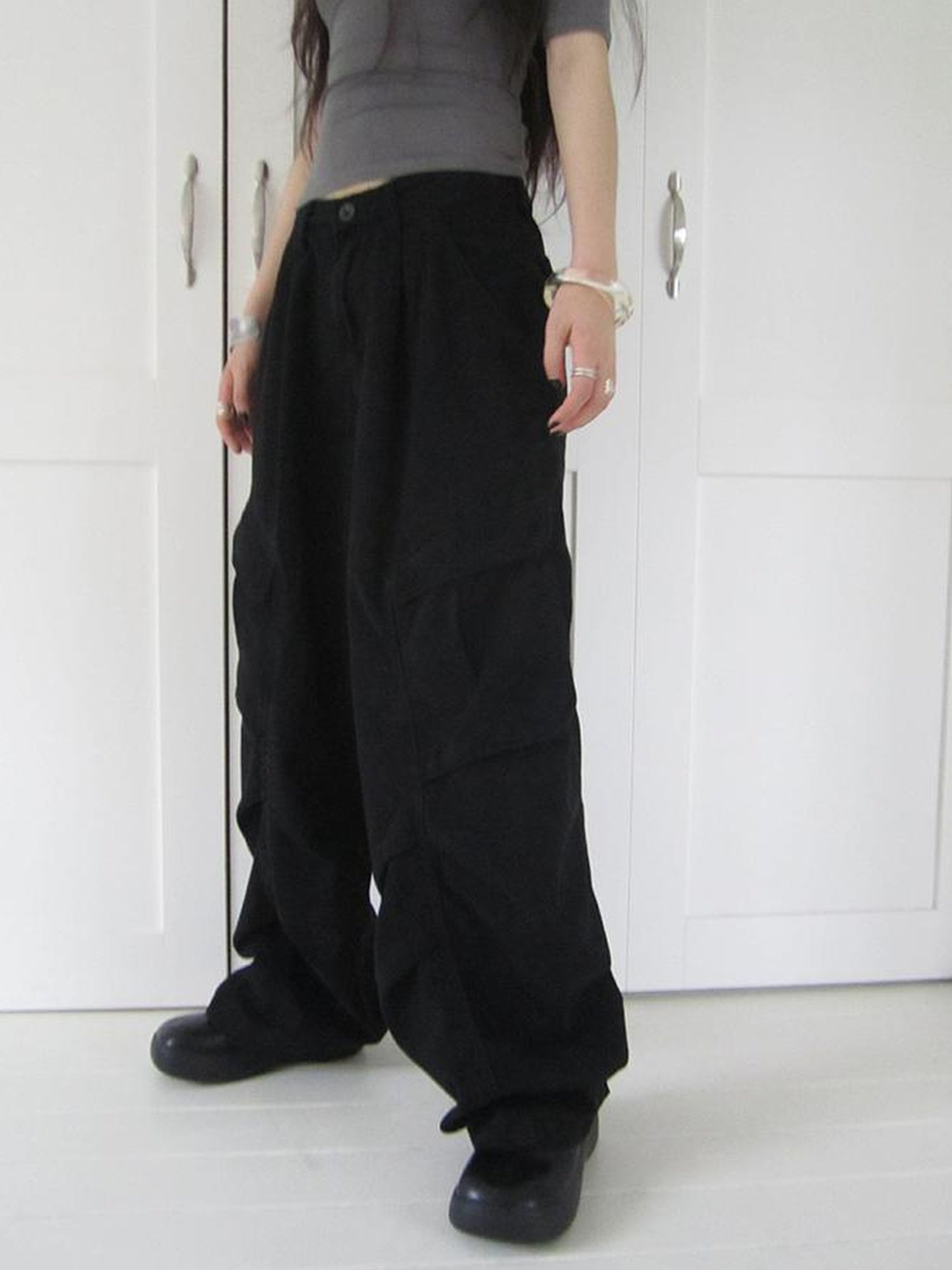 ang project Vintage Washed Pleated Pocket Cargo Pants