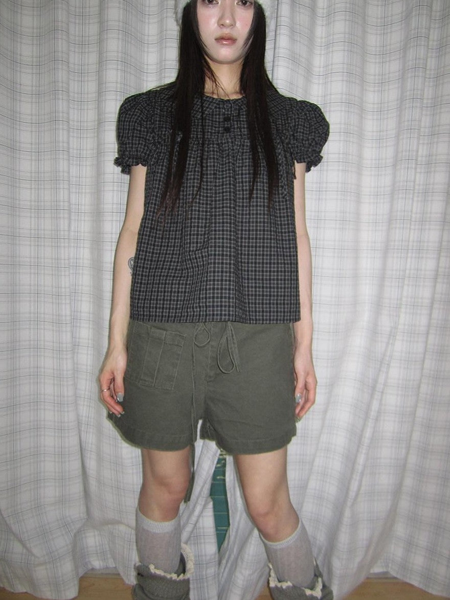 ang project Vintage Washed Workwear Drawstring Wide Leg Zipper Pockets Women&