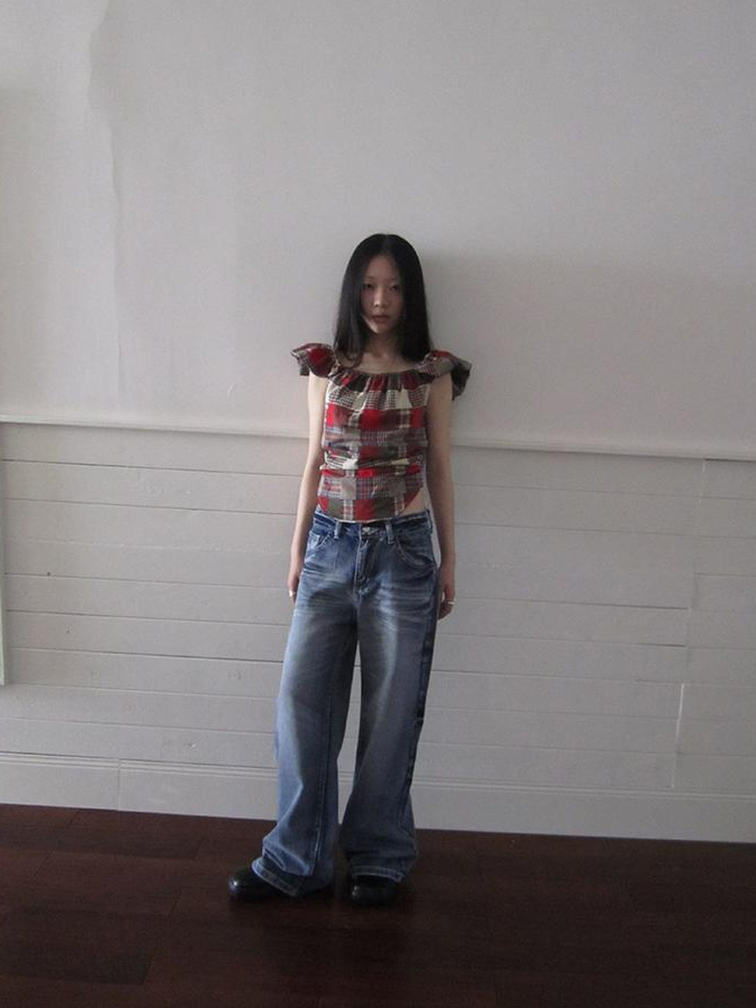 ang project Vintage Washed Y2K Straight Leg Jeans