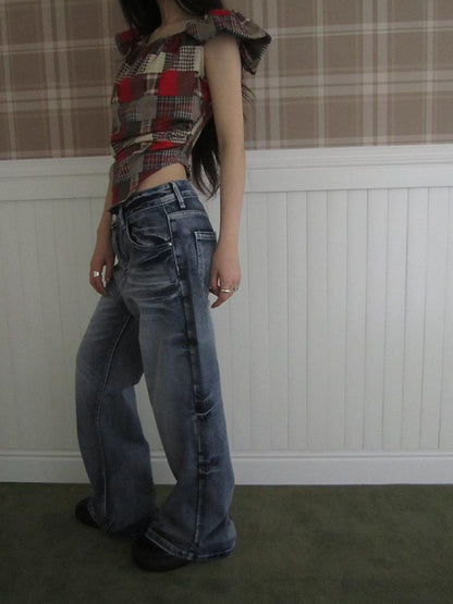 ang project Vintage Washed Y2K Straight Leg Jeans