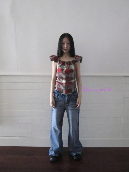 ang project Vintage Washed Y2K Straight Leg Jeans