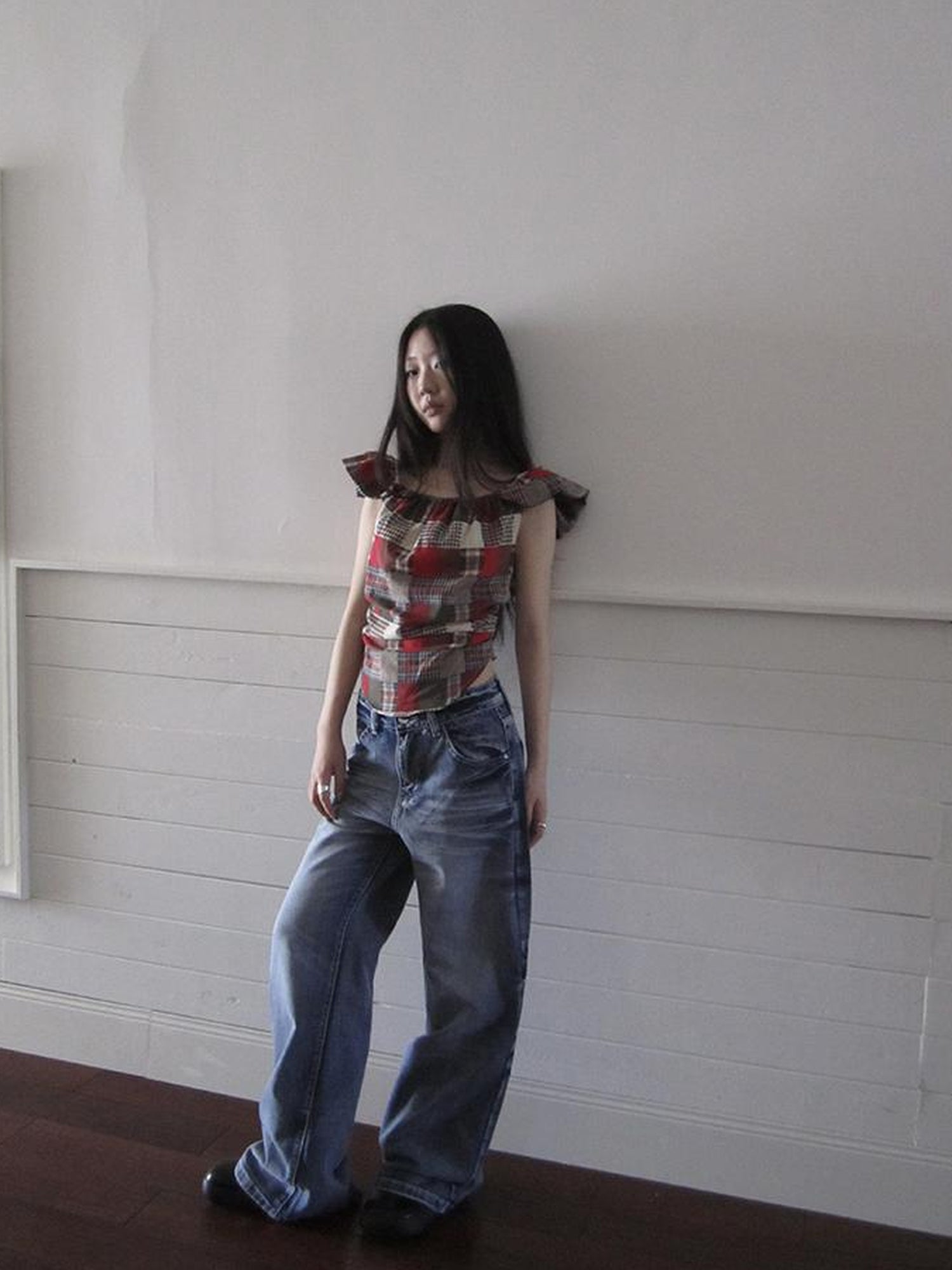 ang project Vintage Washed Y2K Straight Leg Jeans