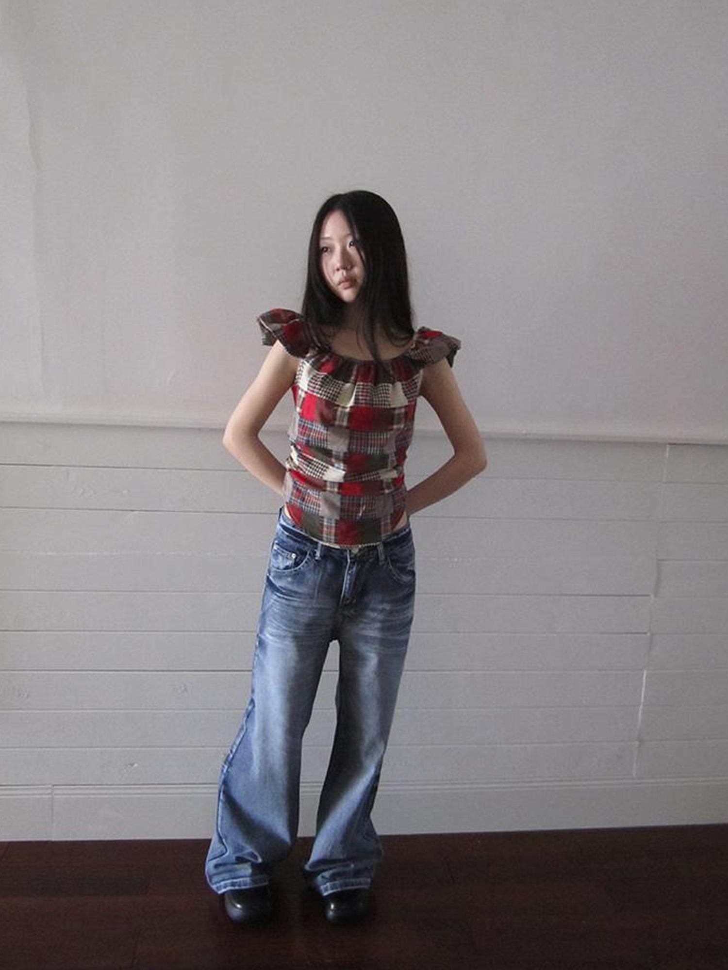 ang project Vintage Washed Y2K Straight Leg Jeans