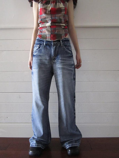 ang project Vintage Washed Y2K Straight Leg Jeans