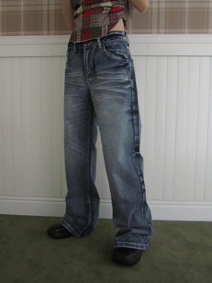 ang project Vintage Washed Y2K Straight Leg Jeans