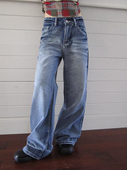 ang project Vintage Washed Y2K Straight Leg Jeans