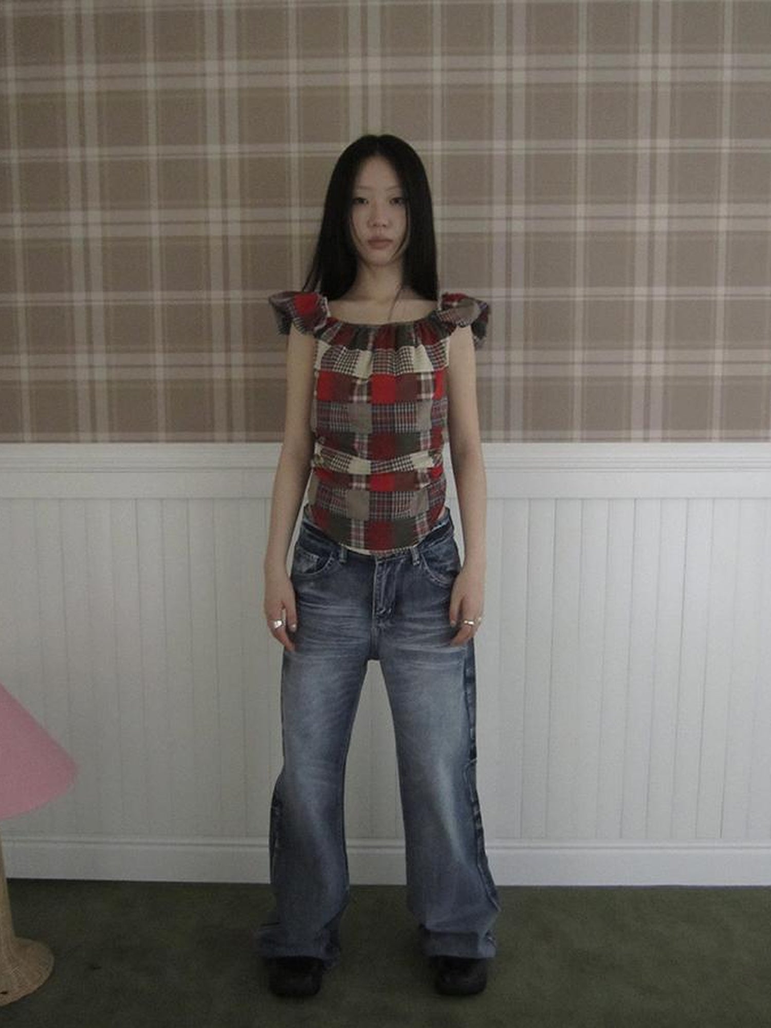 ang project Vintage Washed Y2K Straight Leg Jeans
