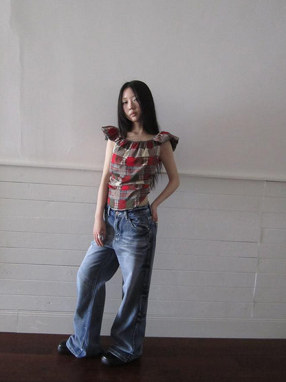 ang project Vintage Washed Y2K Straight Leg Jeans