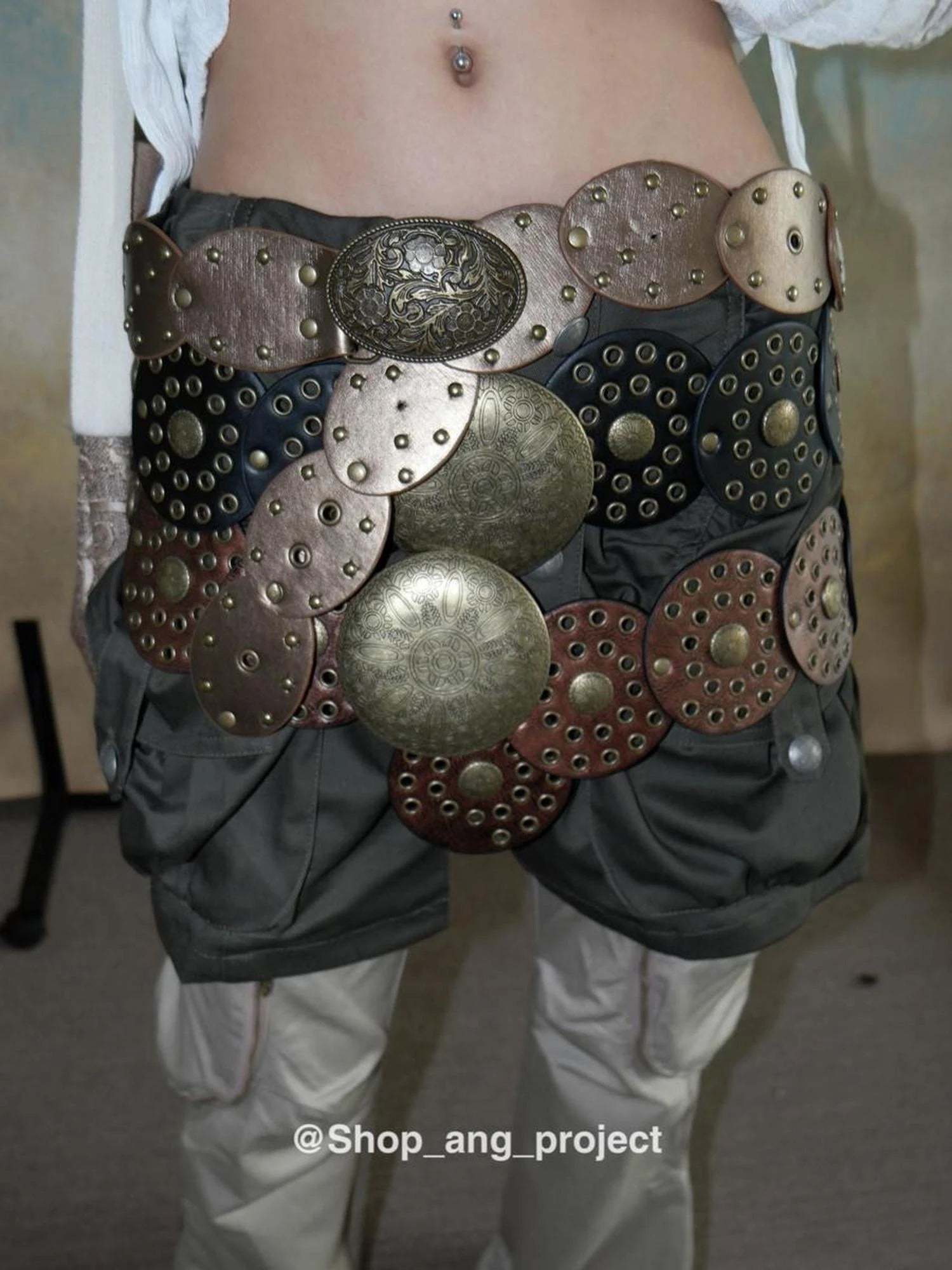 Vintage Y2 K Western Cowboy Metal Buckle Leather Belt