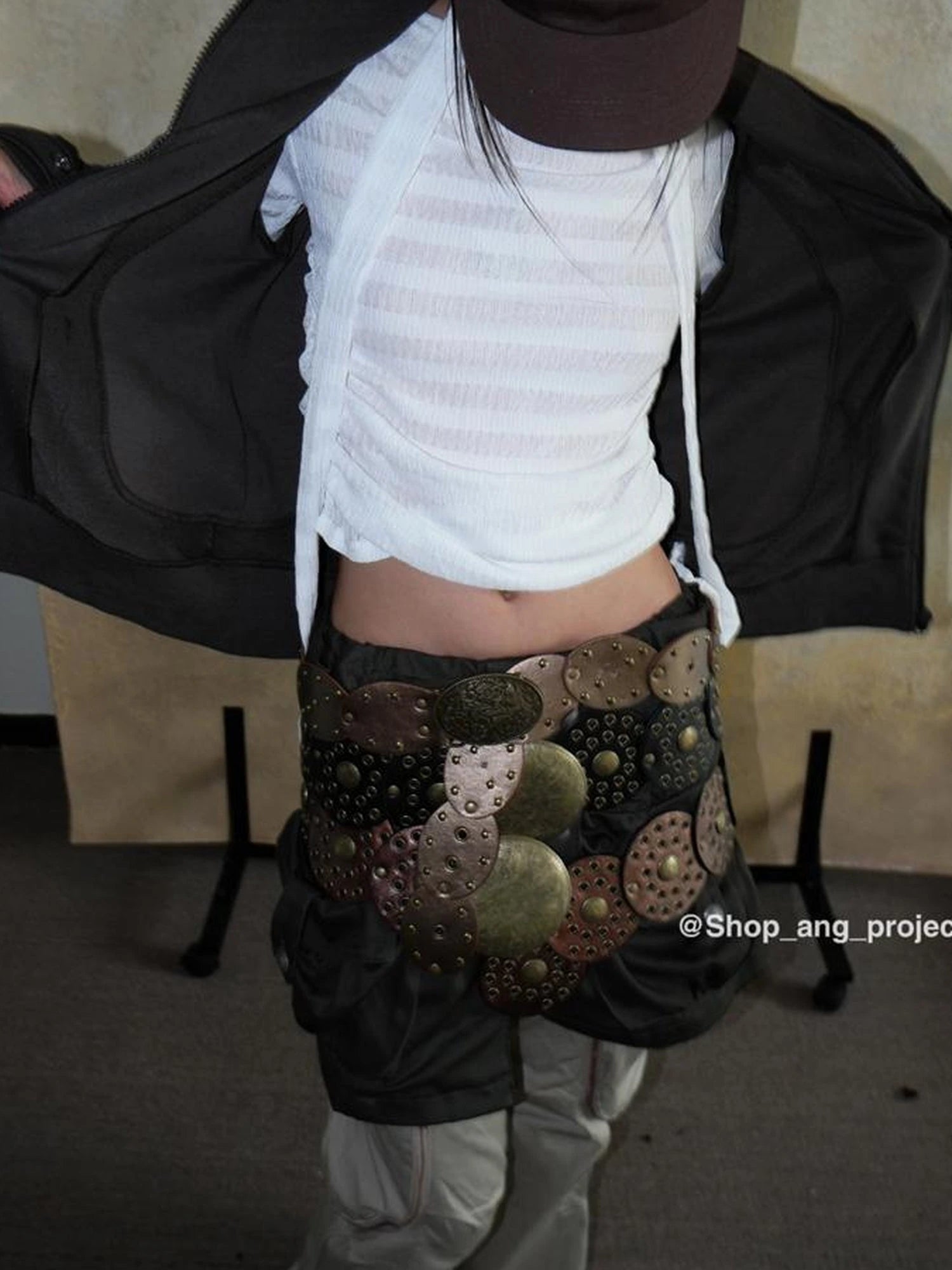 Vintage Y2 K Western Cowboy Metal Buckle Leather Belt