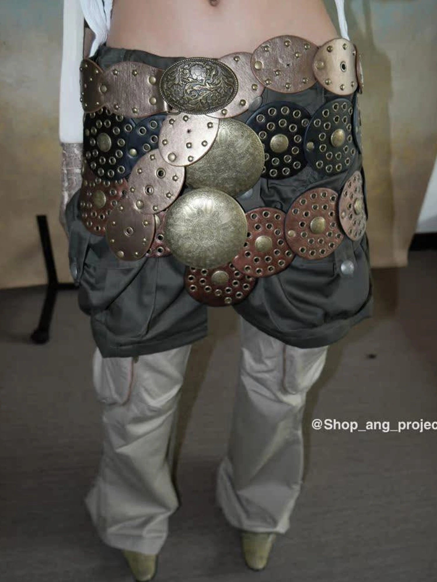 Vintage Y2 K Western Cowboy Metal Buckle Leather Belt