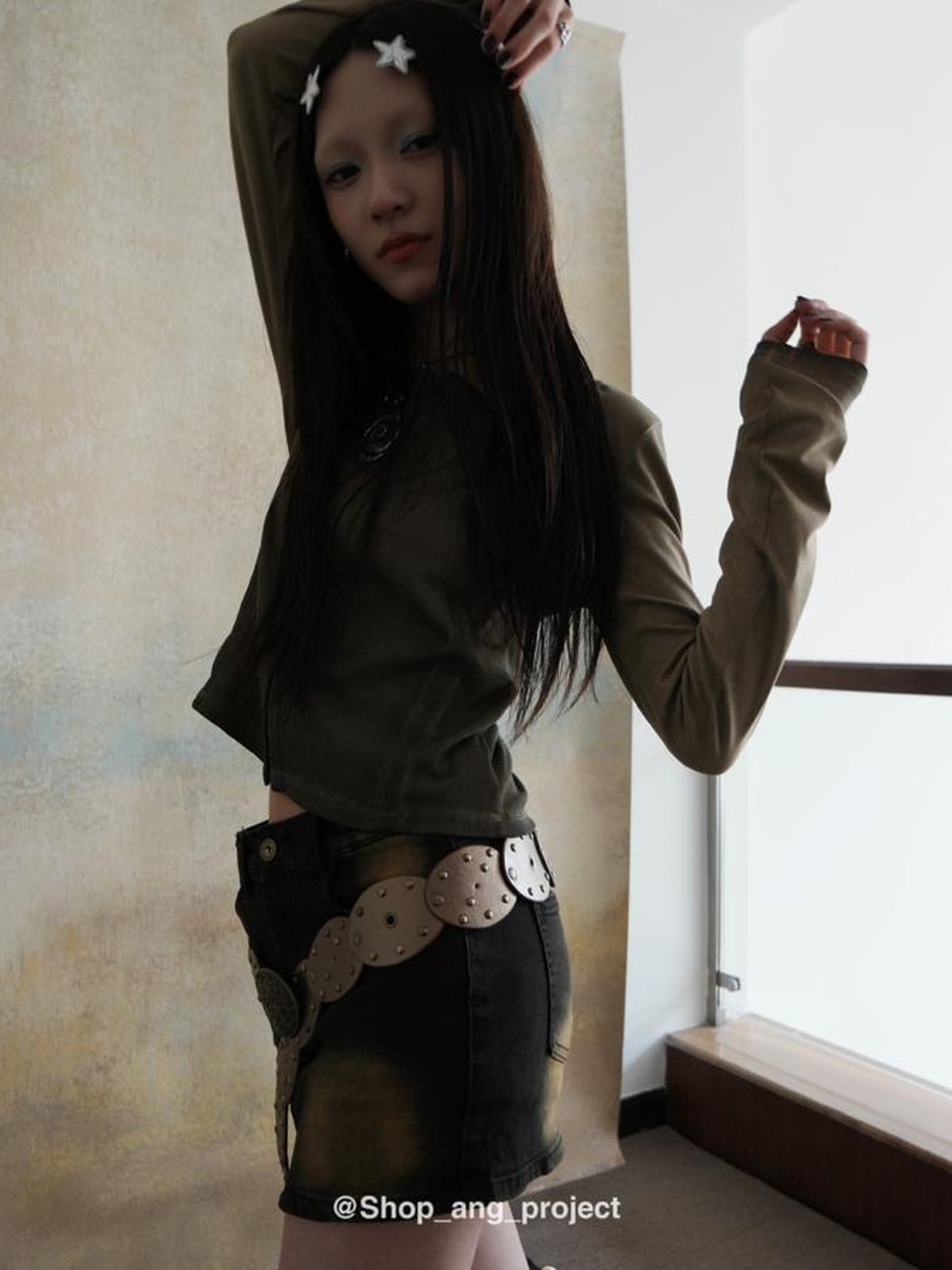 ang project Vintage Y2 K Western Cowboy Metal Buckle Leather Belt