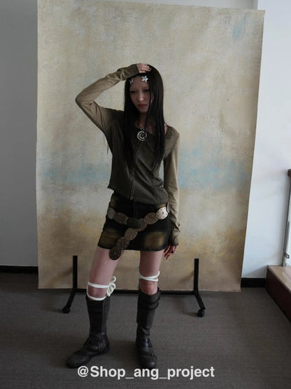 Vintage Y2 K Western Cowboy Metal Buckle Leather Belt