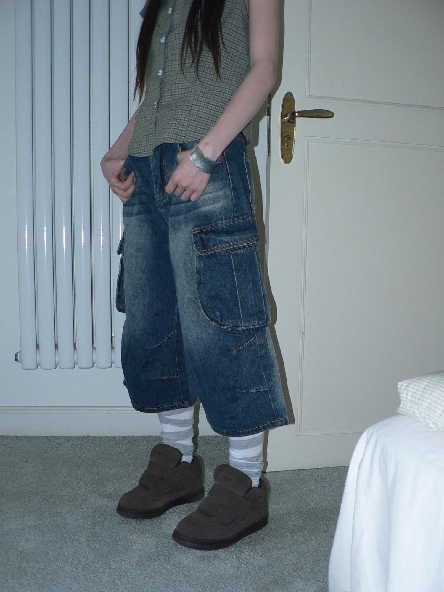 ang project Washed Distressed Pocket Cargo Women&
