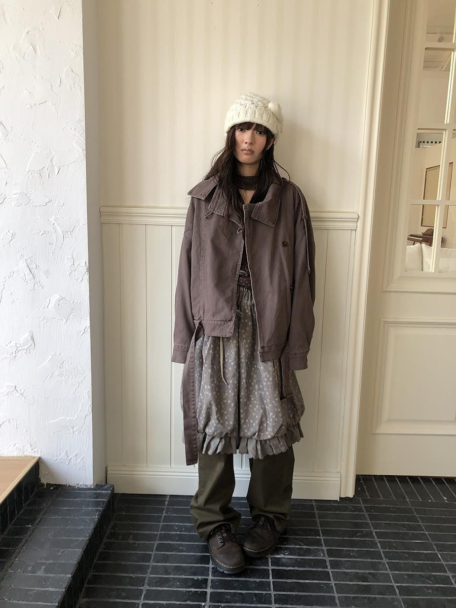 ang project Washed Distressed Vintage Button Up Stand Collar Women&
