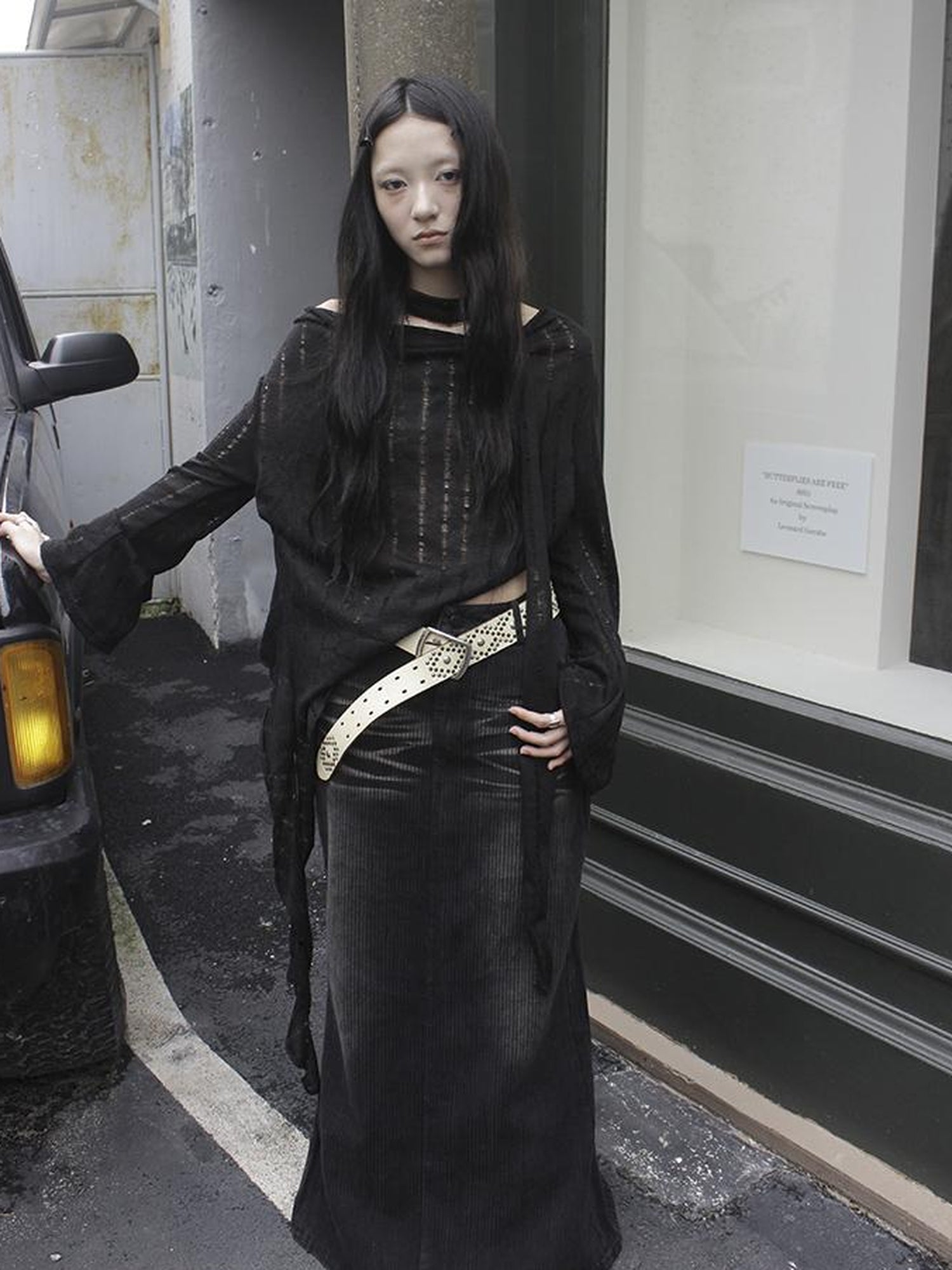 ang project Wasteland Style Asymmetrical Collar Knit Top with Scarf