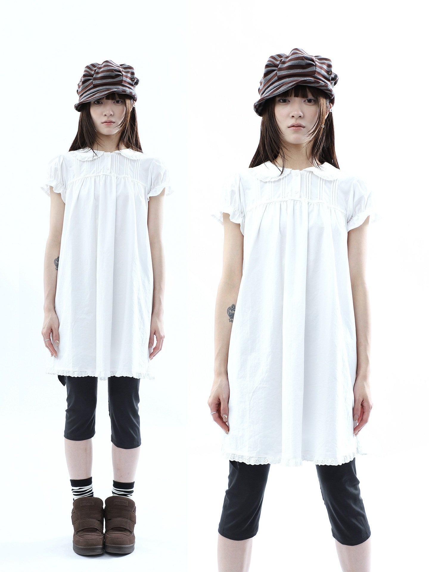 ang_project_White_Pleated_Shirt_Short_Sleeve_Women&