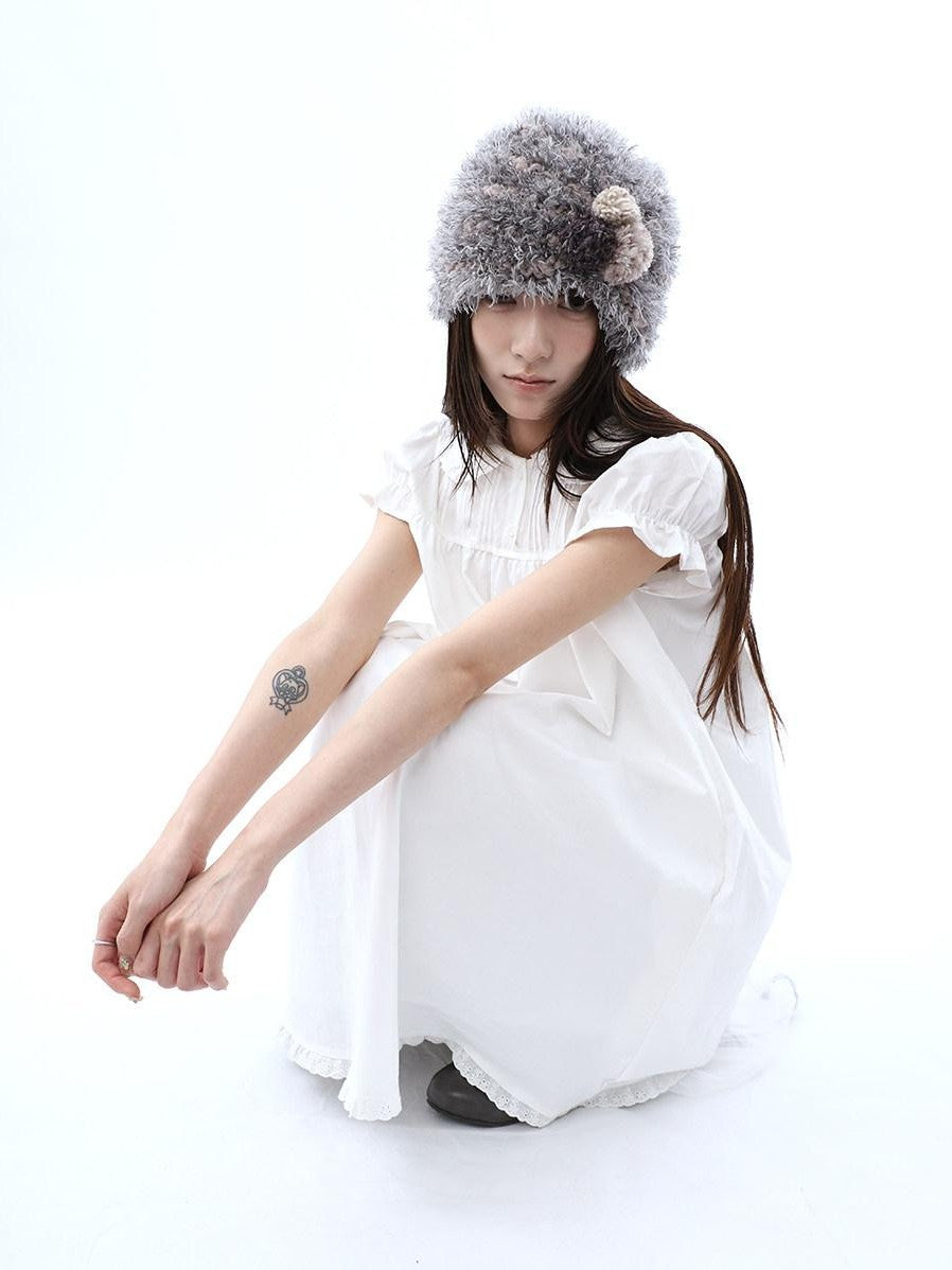 ang project White Pleated Shirt Short Sleeve Women&