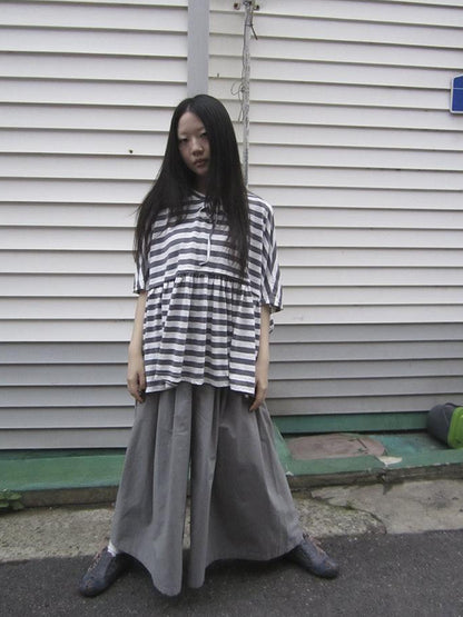 ang project Wide Leg Cropped Pants with Elastic Waist and Pleated Detail