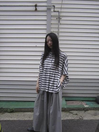 ang project Wide Leg Cropped Pants with Elastic Waist and Pleated Detail