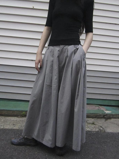 Wide Leg Cropped Pants with Elastic Waist and Pleated Detail