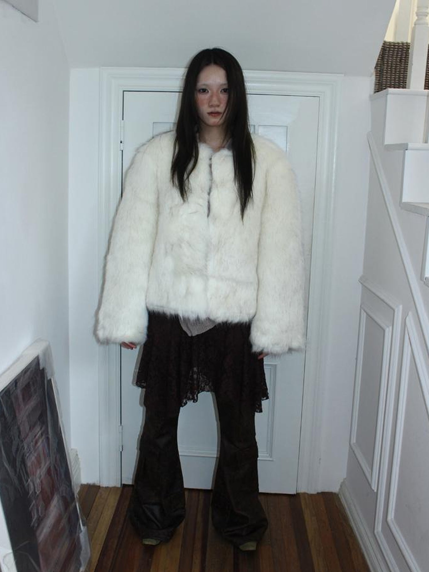 ang project Winter Short Plush Faux Fur Coat