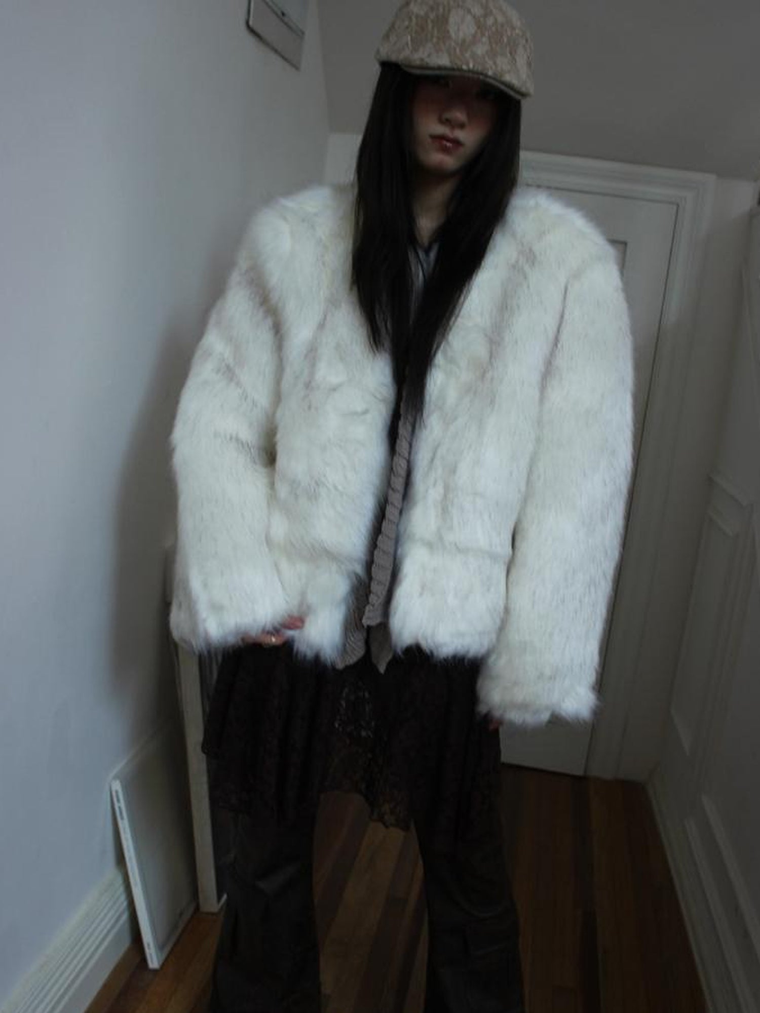 ang project Winter Short Plush Faux Fur Coat