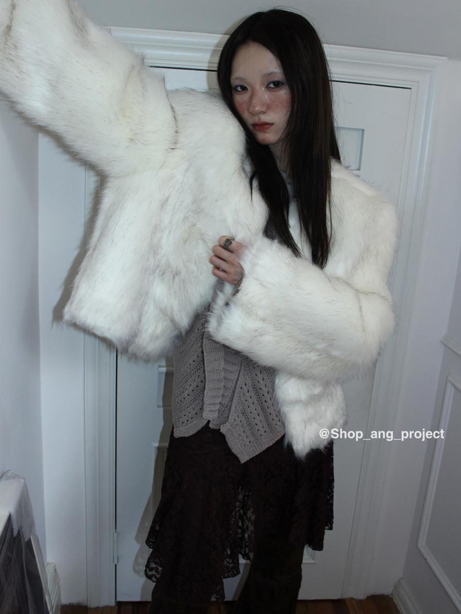 ang project Winter Short Plush Faux Fur Coat