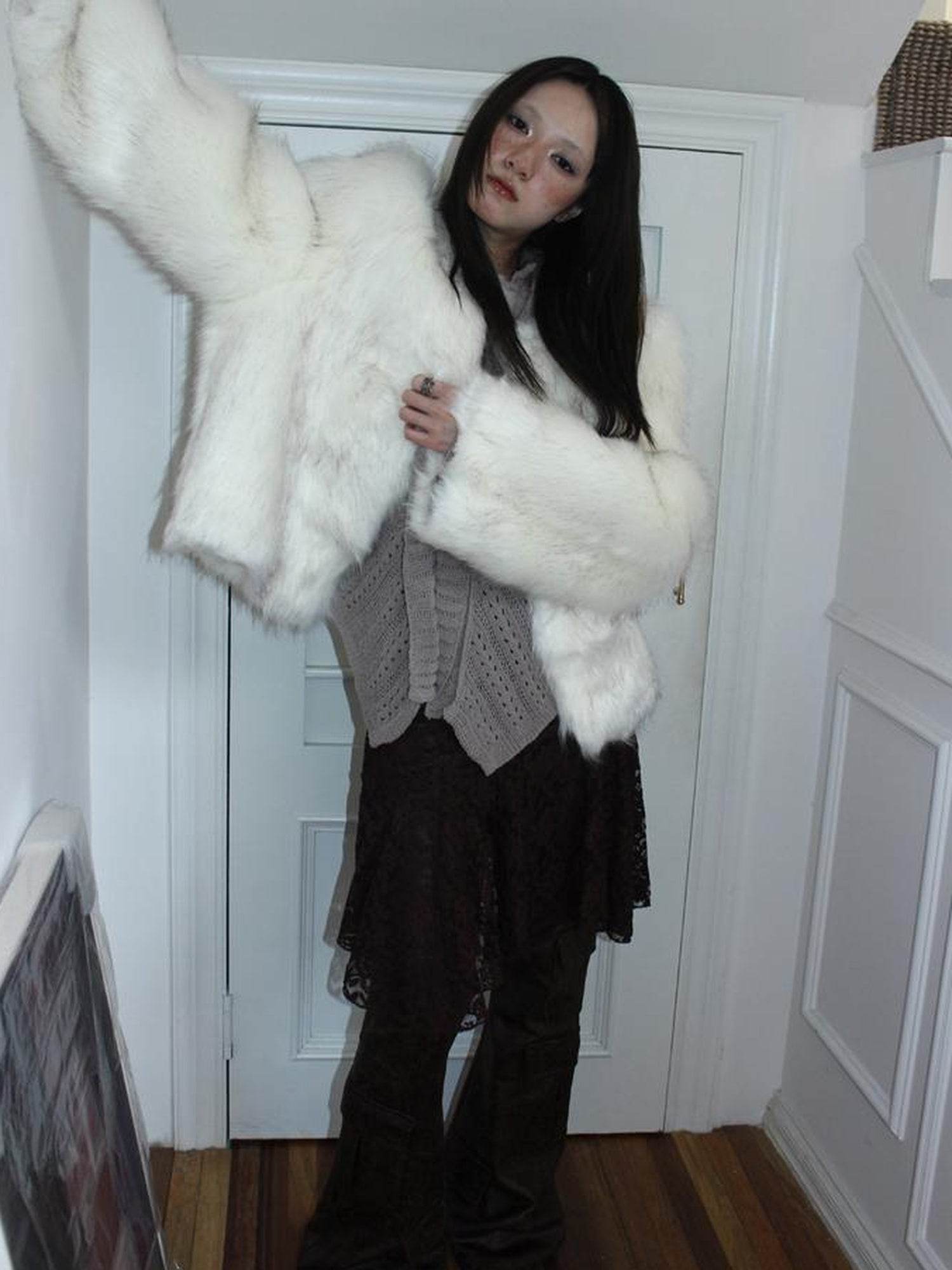 ang project Winter Short Plush Faux Fur Coat