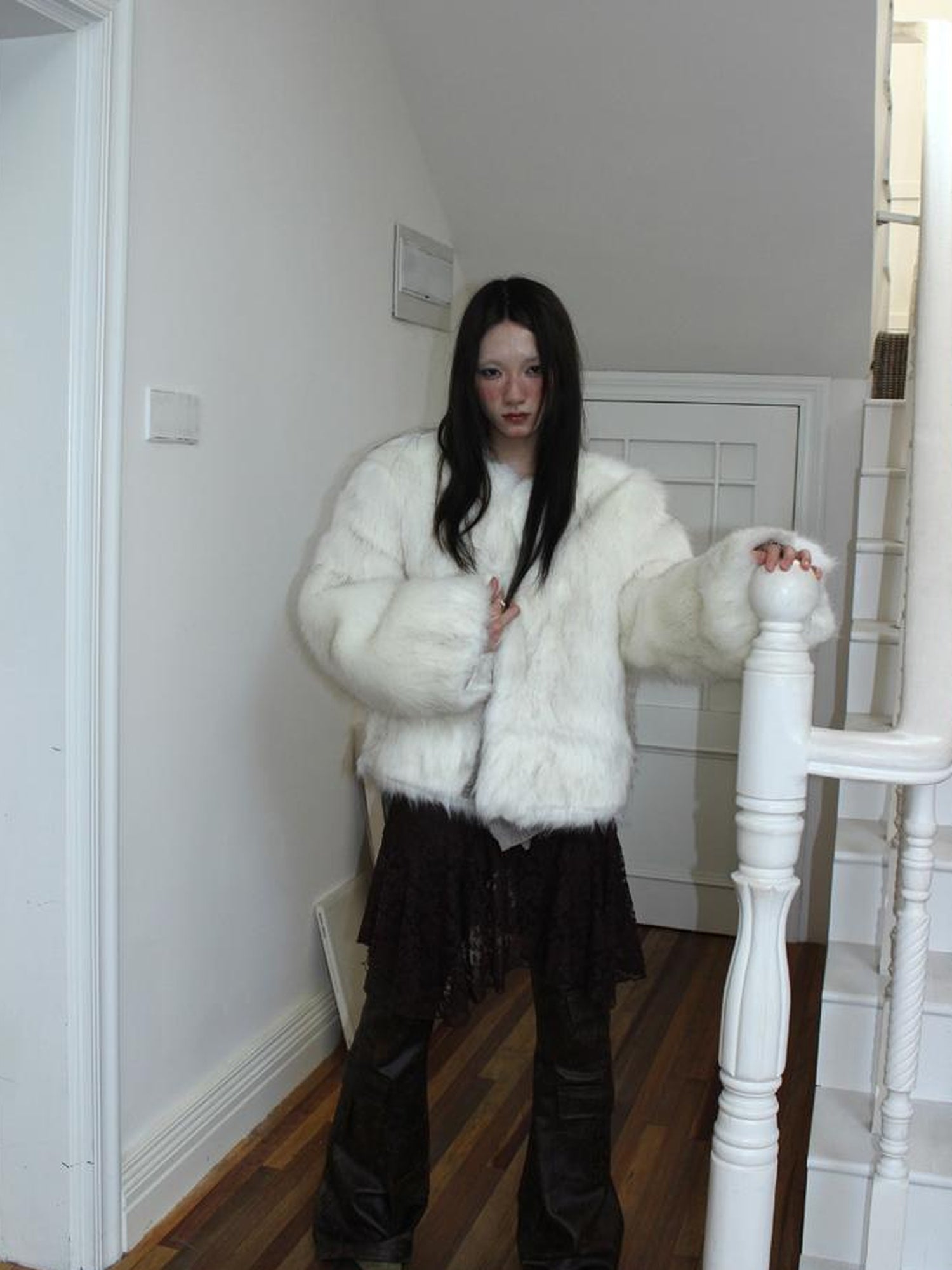 ang project Winter Short Plush Faux Fur Coat