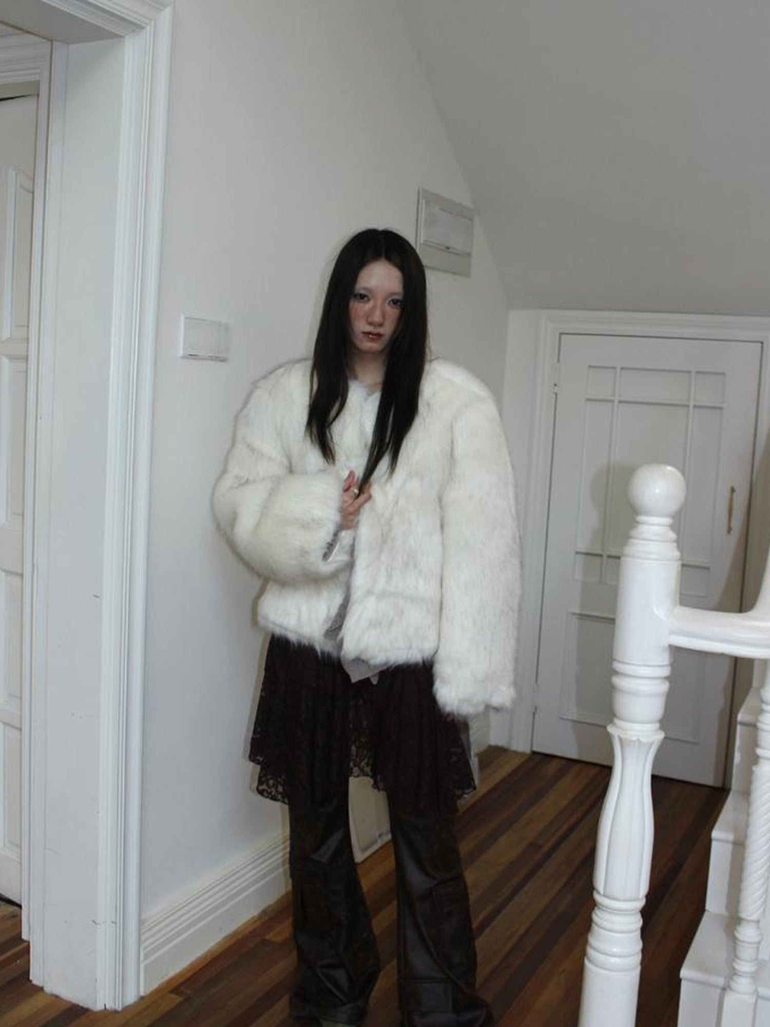 ang project Winter Short Plush Faux Fur Coat