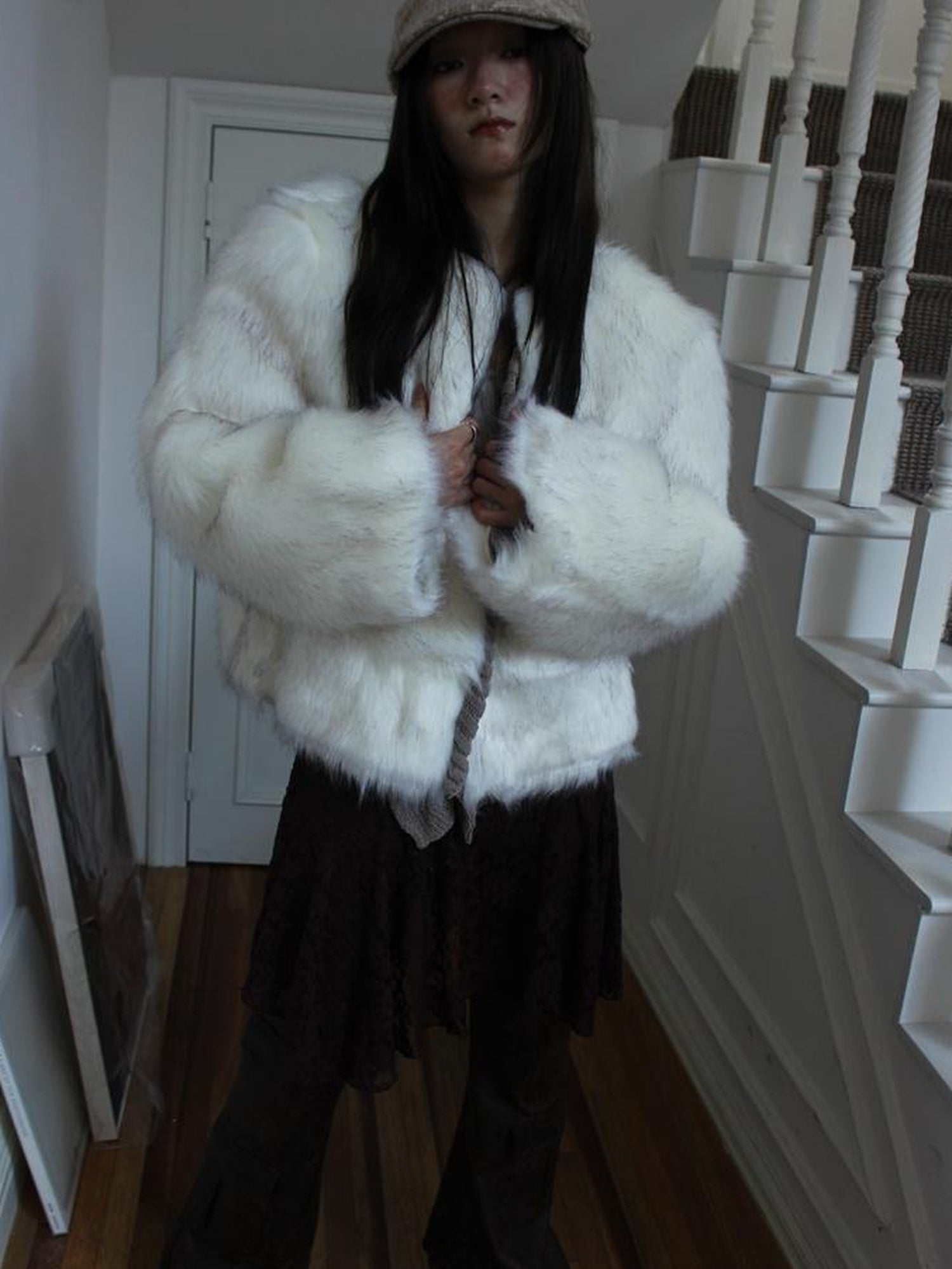 ang project Winter Short Plush Faux Fur Coat