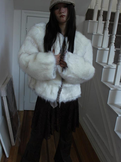 ang project Winter Short Plush Faux Fur Coat