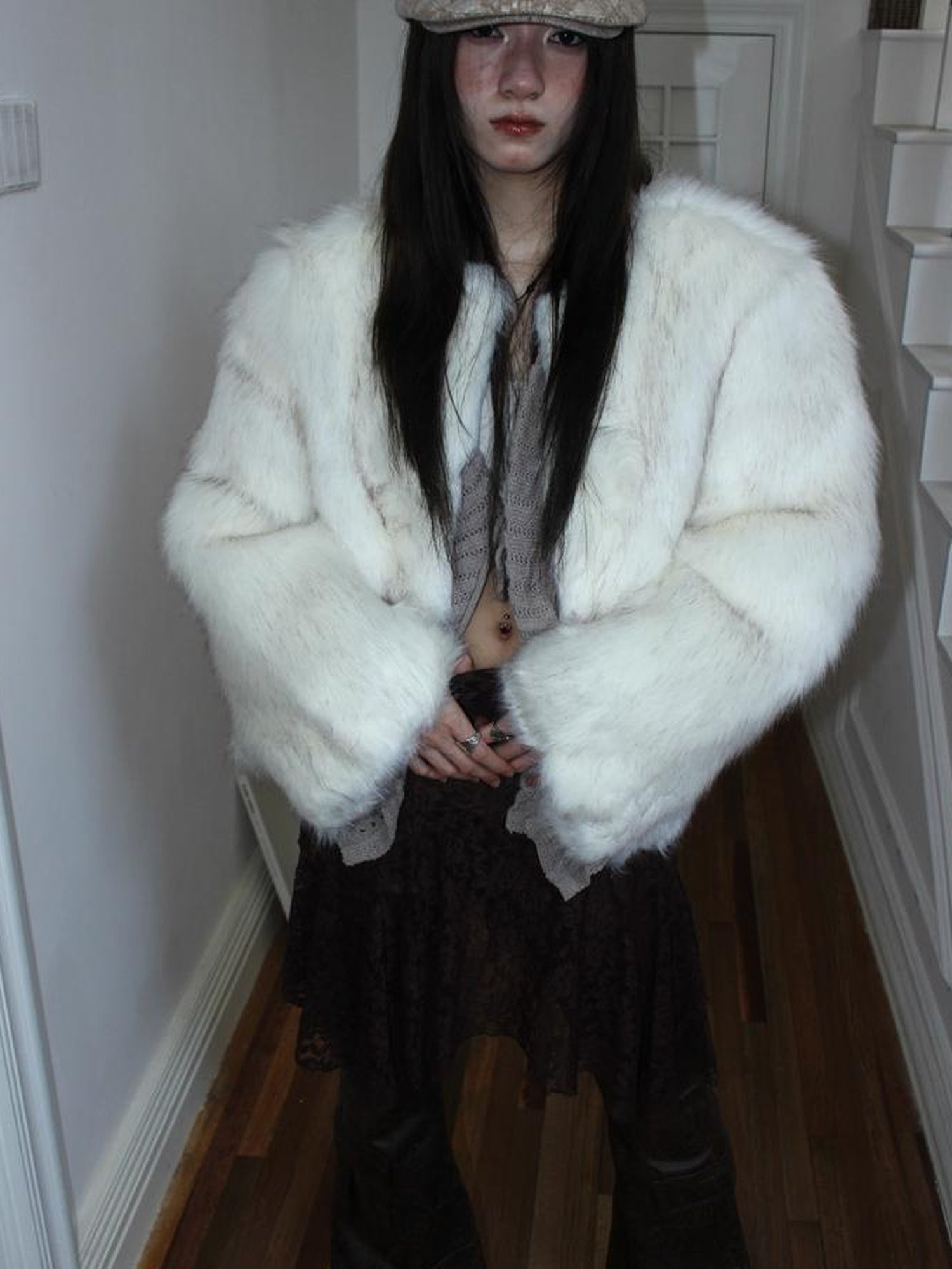 ang project Winter Short Plush Faux Fur Coat