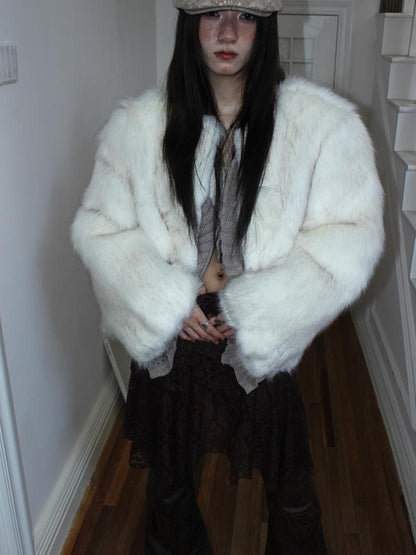 ang project Winter Short Plush Faux Fur Coat