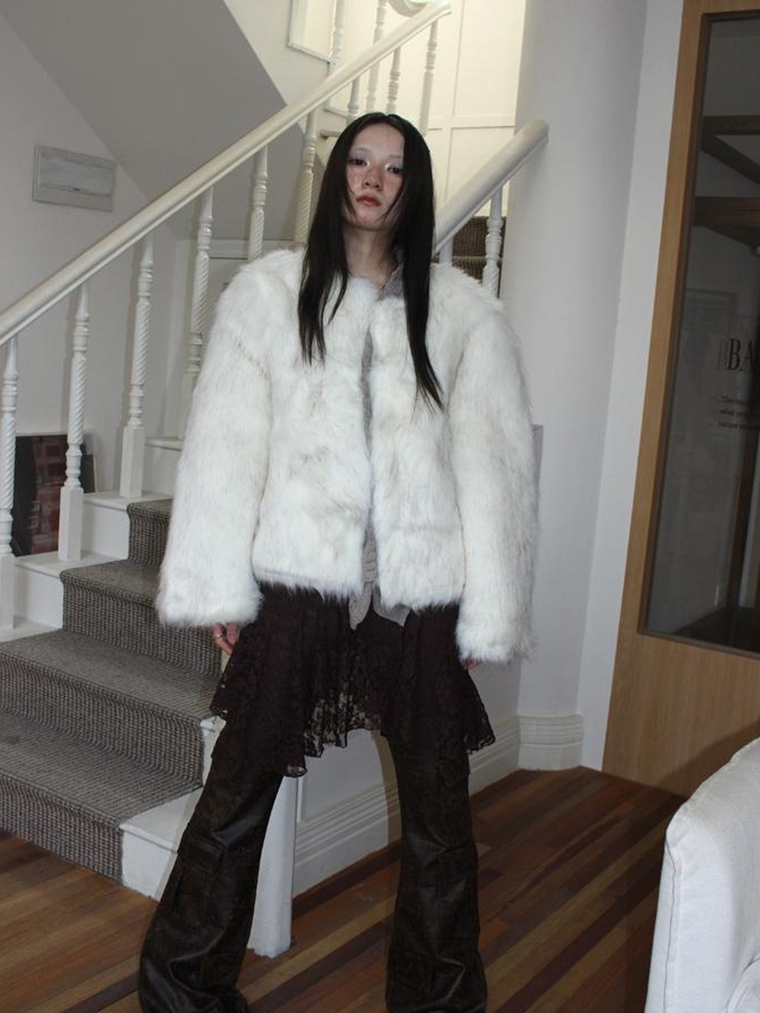 ang project Winter Short Plush Faux Fur Coat
