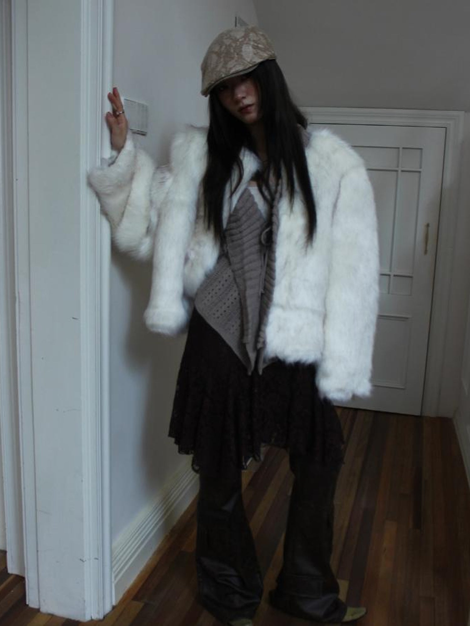 ang project Winter Short Plush Faux Fur Coat