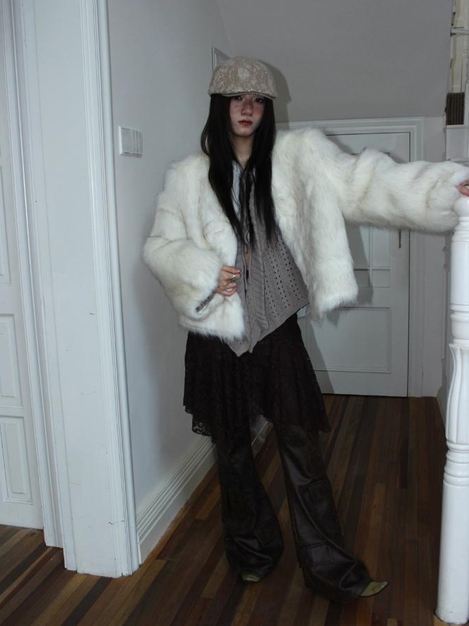 ang project Winter Short Plush Faux Fur Coat