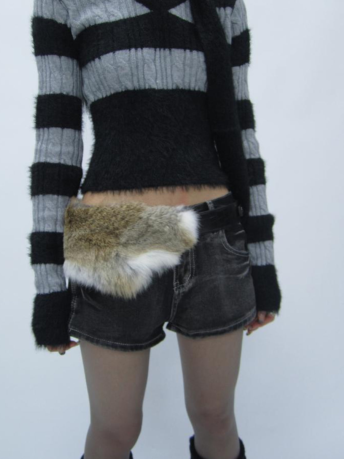 ang project Y2K Shibuya Faux Fur Fluffy Belt