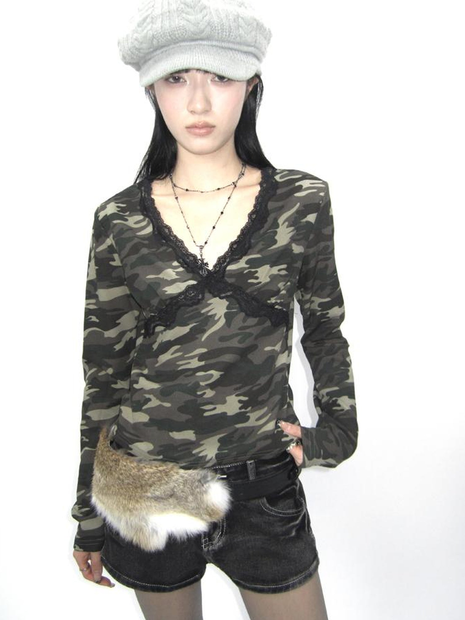 ang project Y2K Shibuya Faux Fur Fluffy Belt