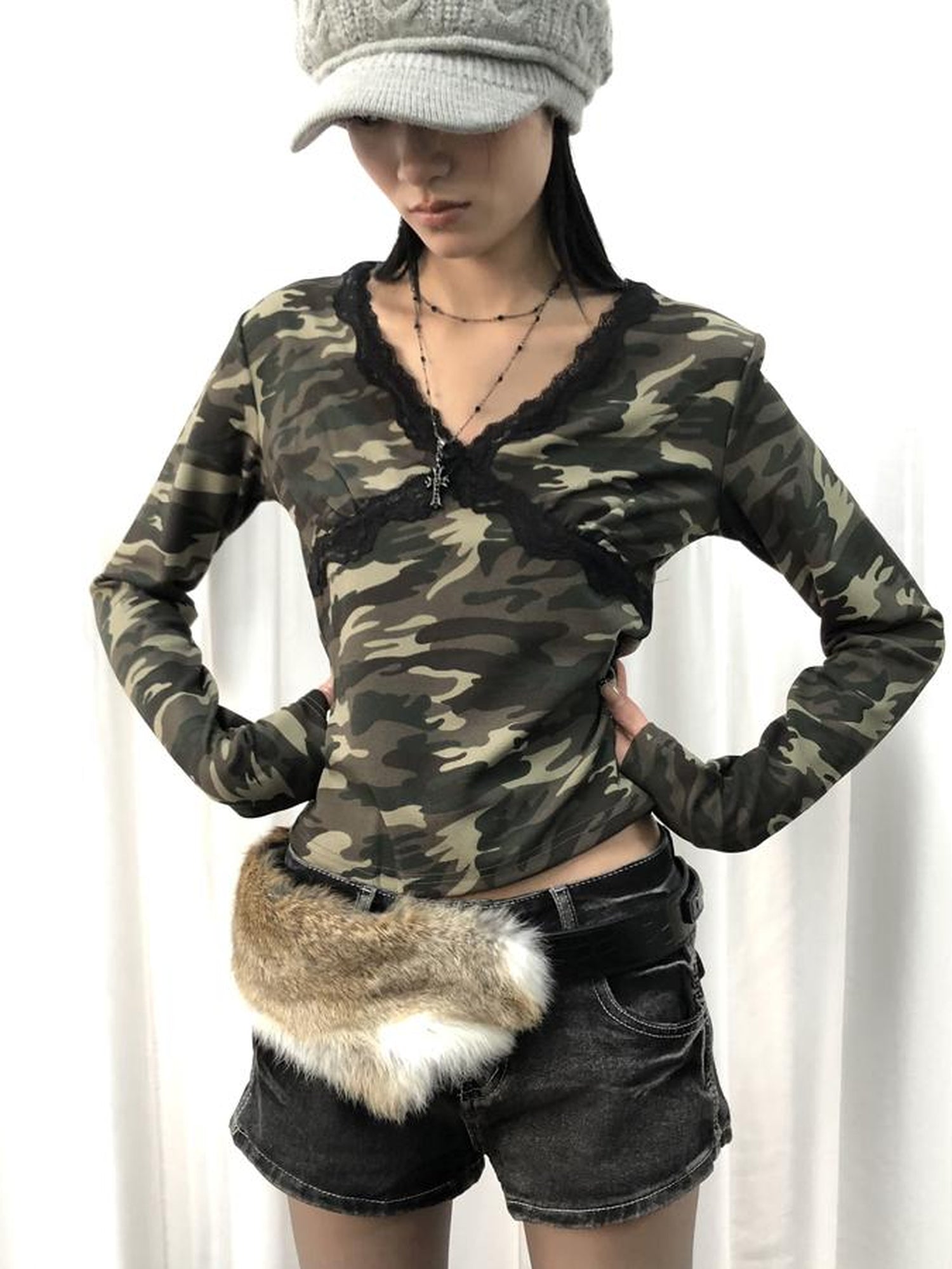 ang project Y2K Shibuya Faux Fur Fluffy Belt