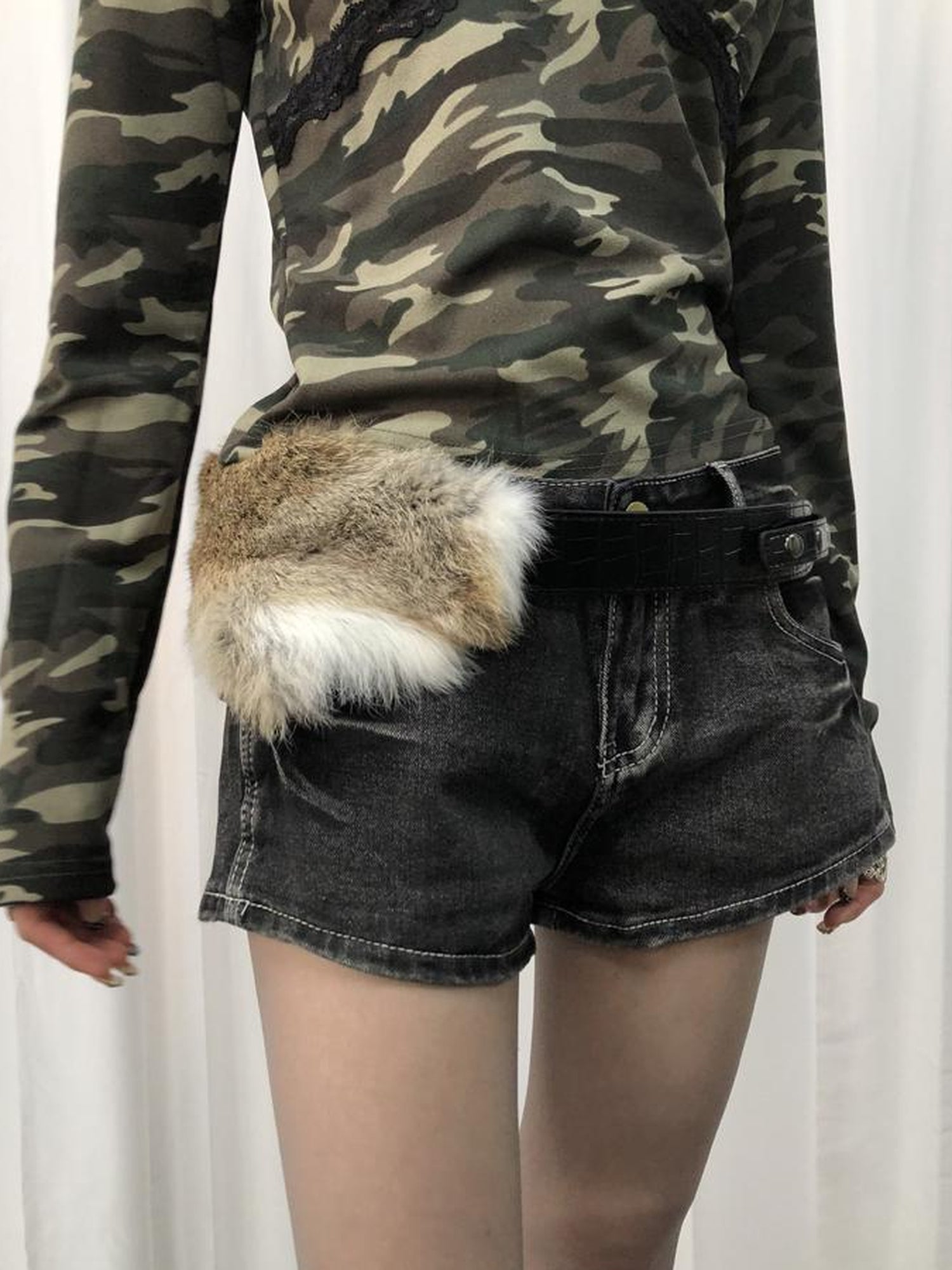 ang project Y2K Shibuya Faux Fur Fluffy Belt