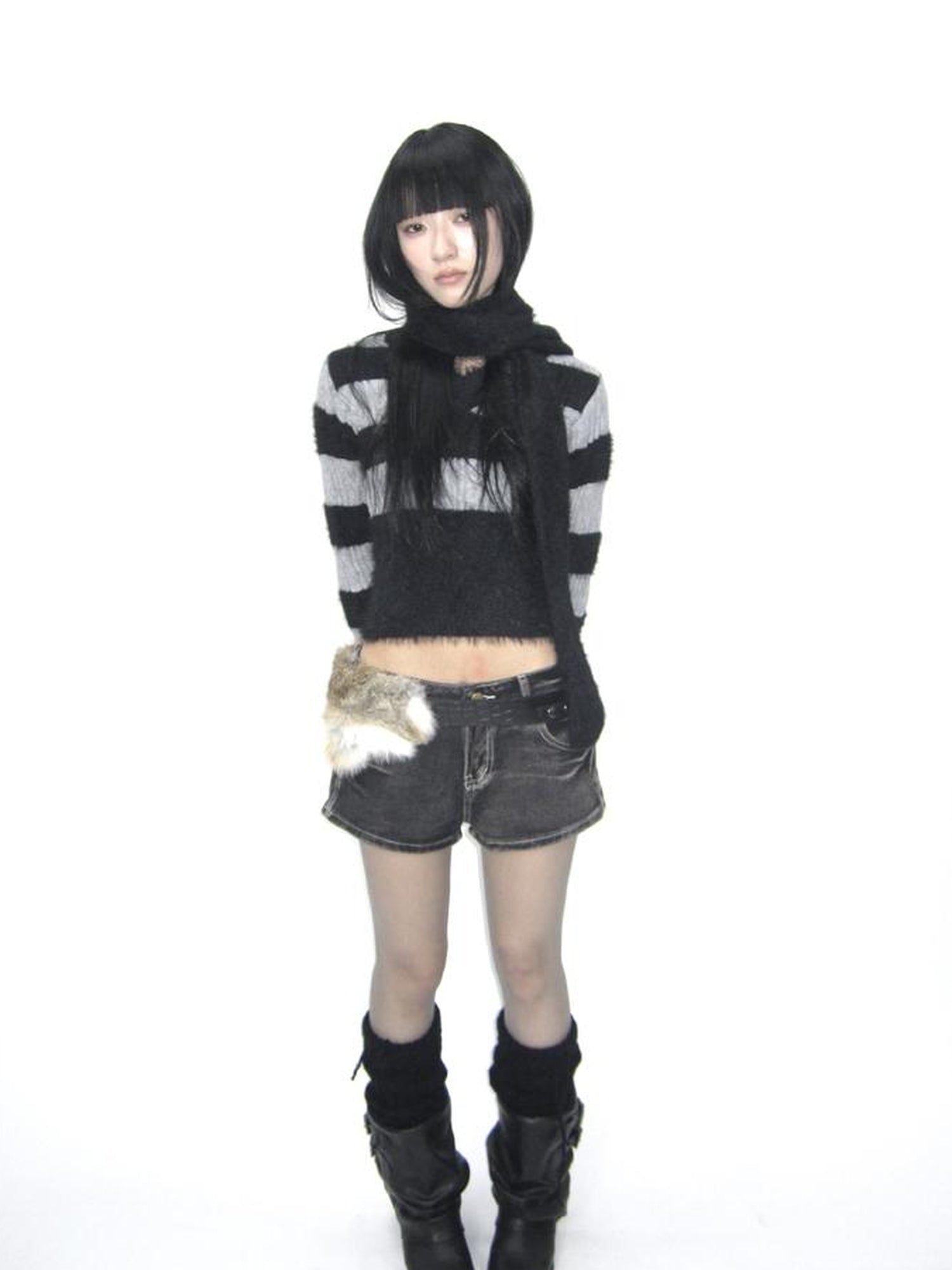 ang project Y2K Shibuya Faux Fur Fluffy Belt