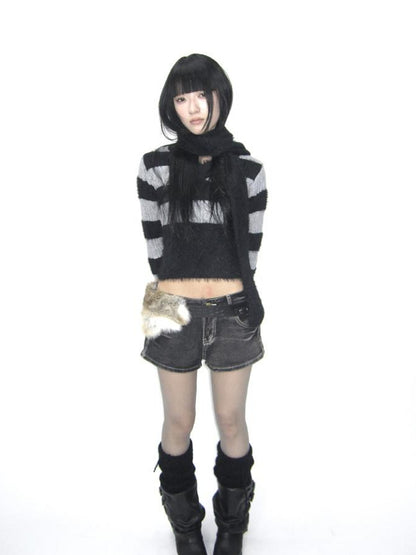 ang project Y2K Shibuya Faux Fur Fluffy Belt
