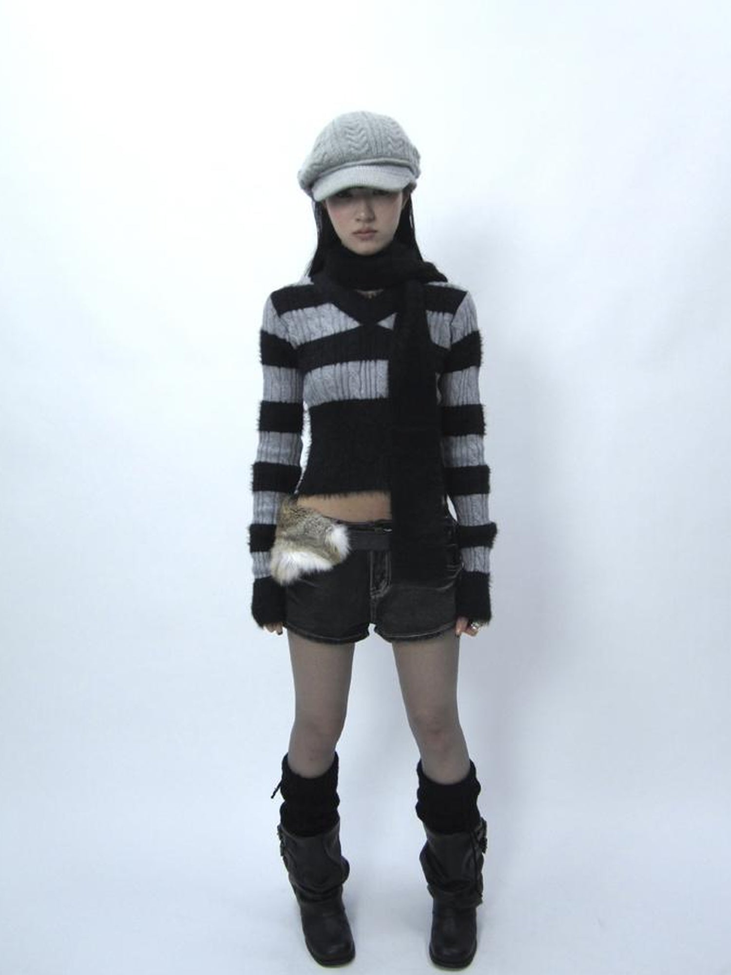 ang project Y2K Shibuya Faux Fur Fluffy Belt